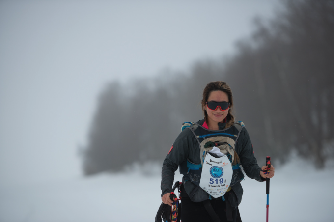 Thanh trên đường chinh phục cự ly 500km tại Montane Lapland Arctic Ultra 2024. Ảnh: MLAU