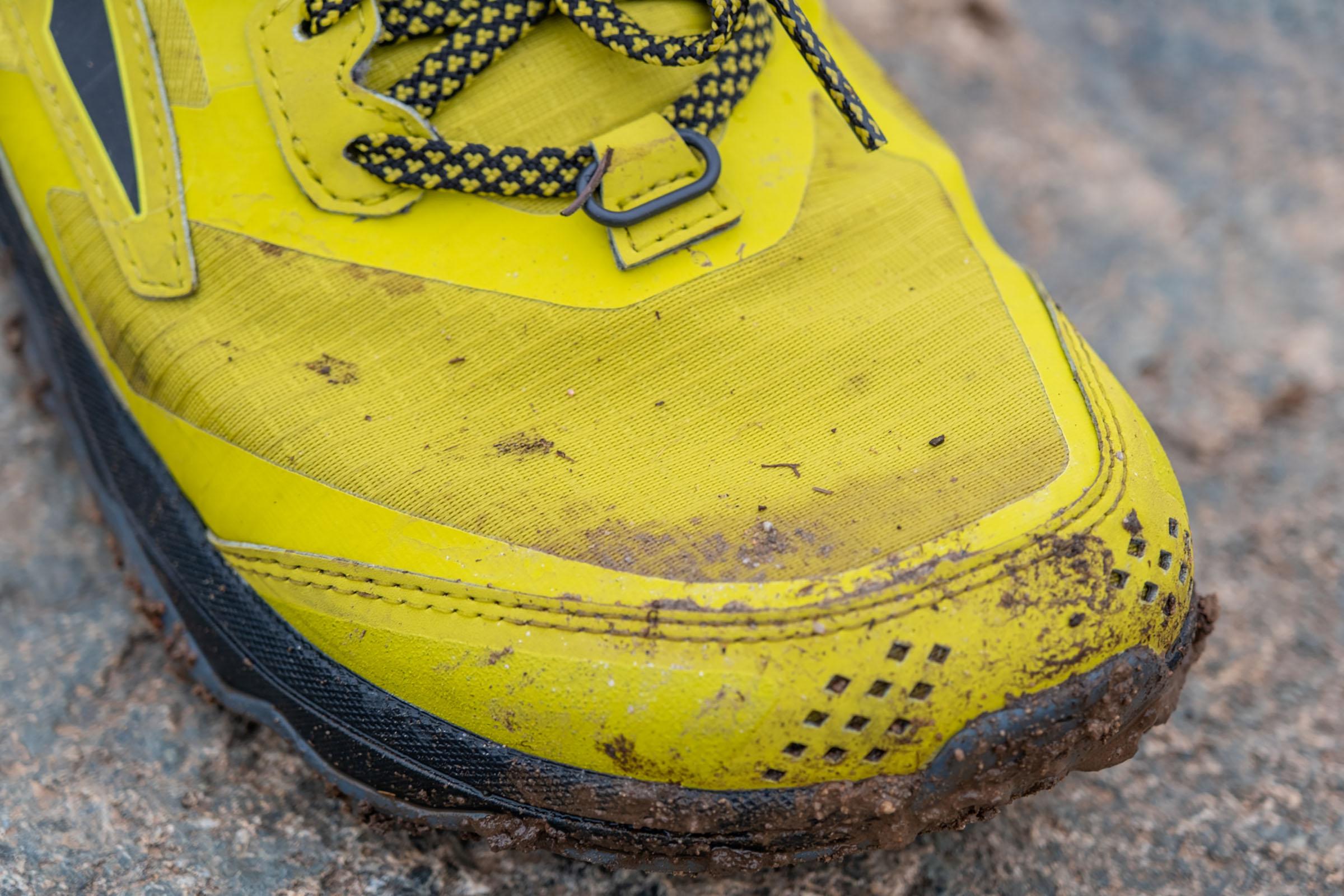 Closeup of the upper on Altra Lone Peak 5